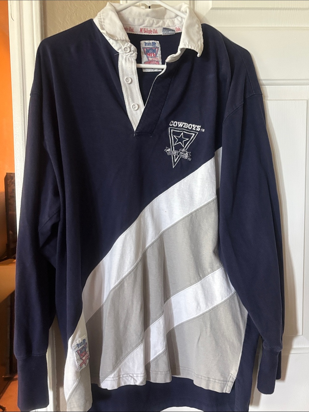 Dallas Cowboys Navy & White Rugby Pullover